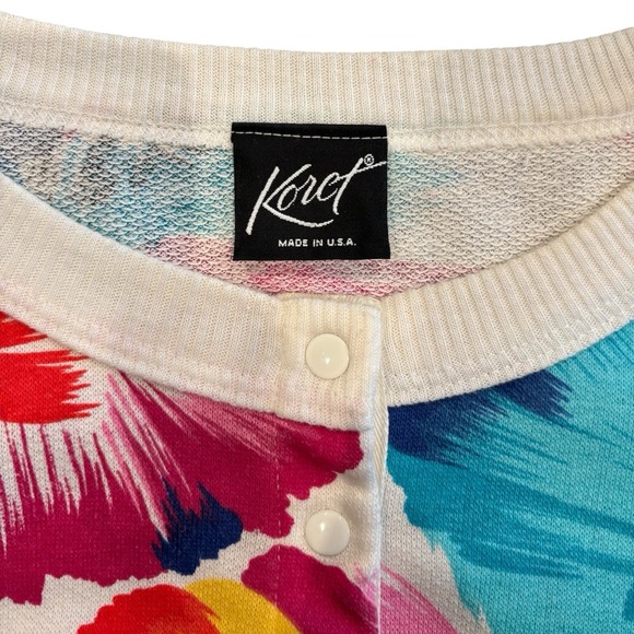 Vintage Koret Made USA Colorful Lightweight Floral Print Shirt Womens Large - Picture 4 of 5
